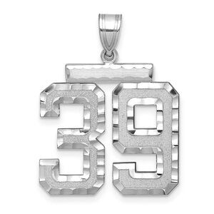 14k White Gold, Varsity Collection, Large D/C Pendant, Number 39